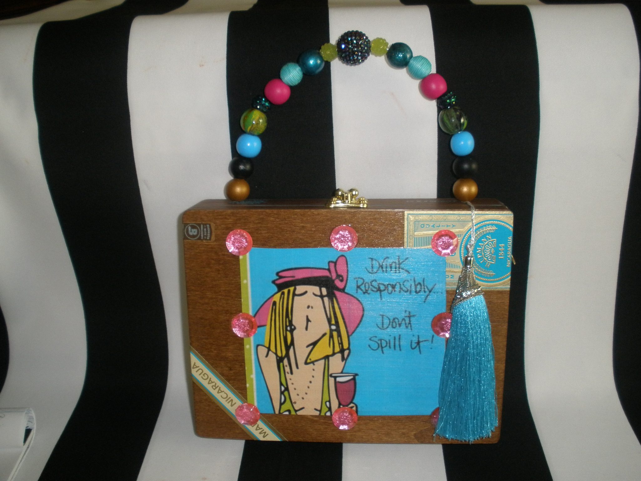 SOLD 1394 Cocktail / Wine Cigar Box Purse