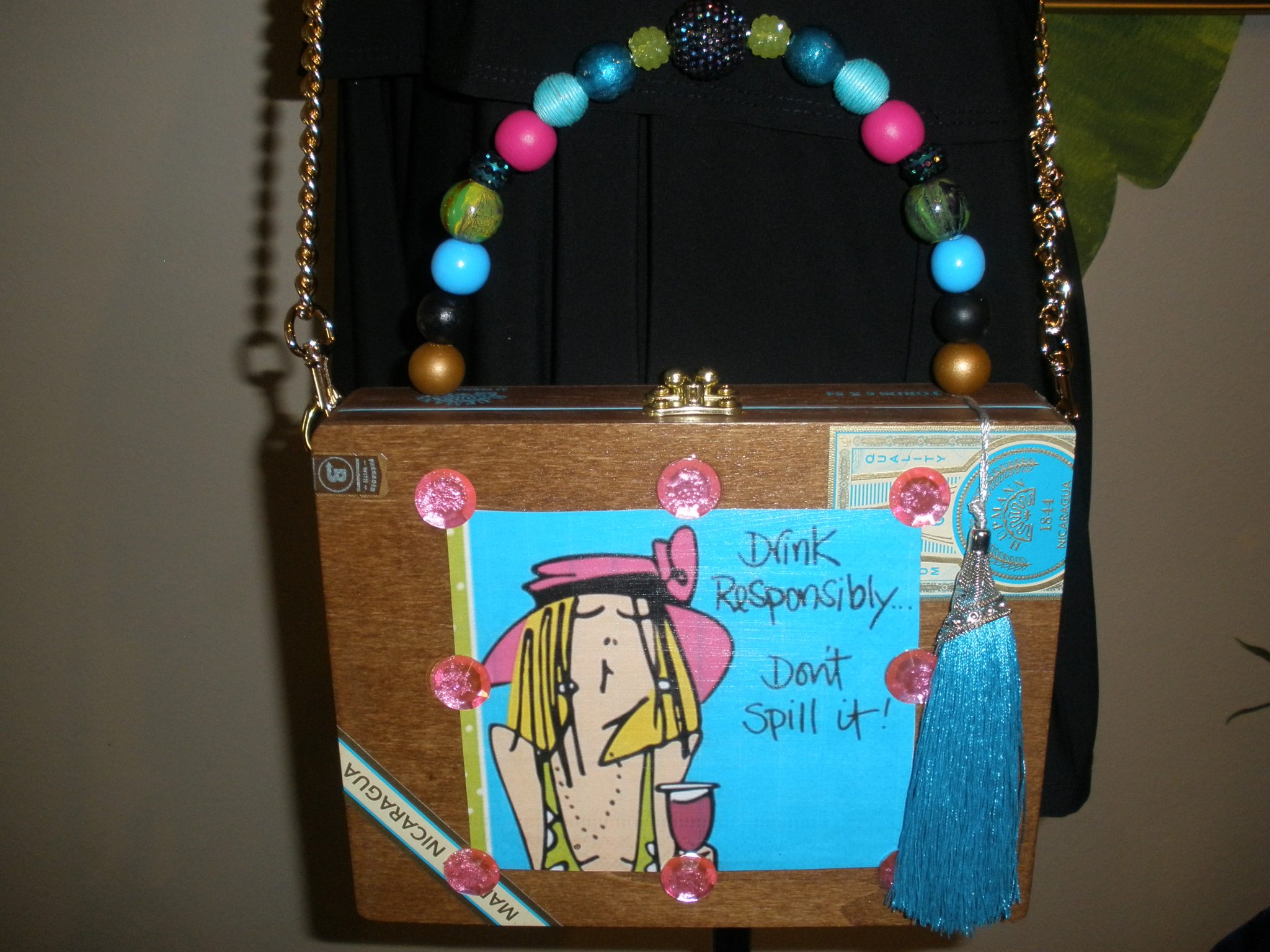 SOLD 1394 Cocktail / Wine Cigar Box Purse