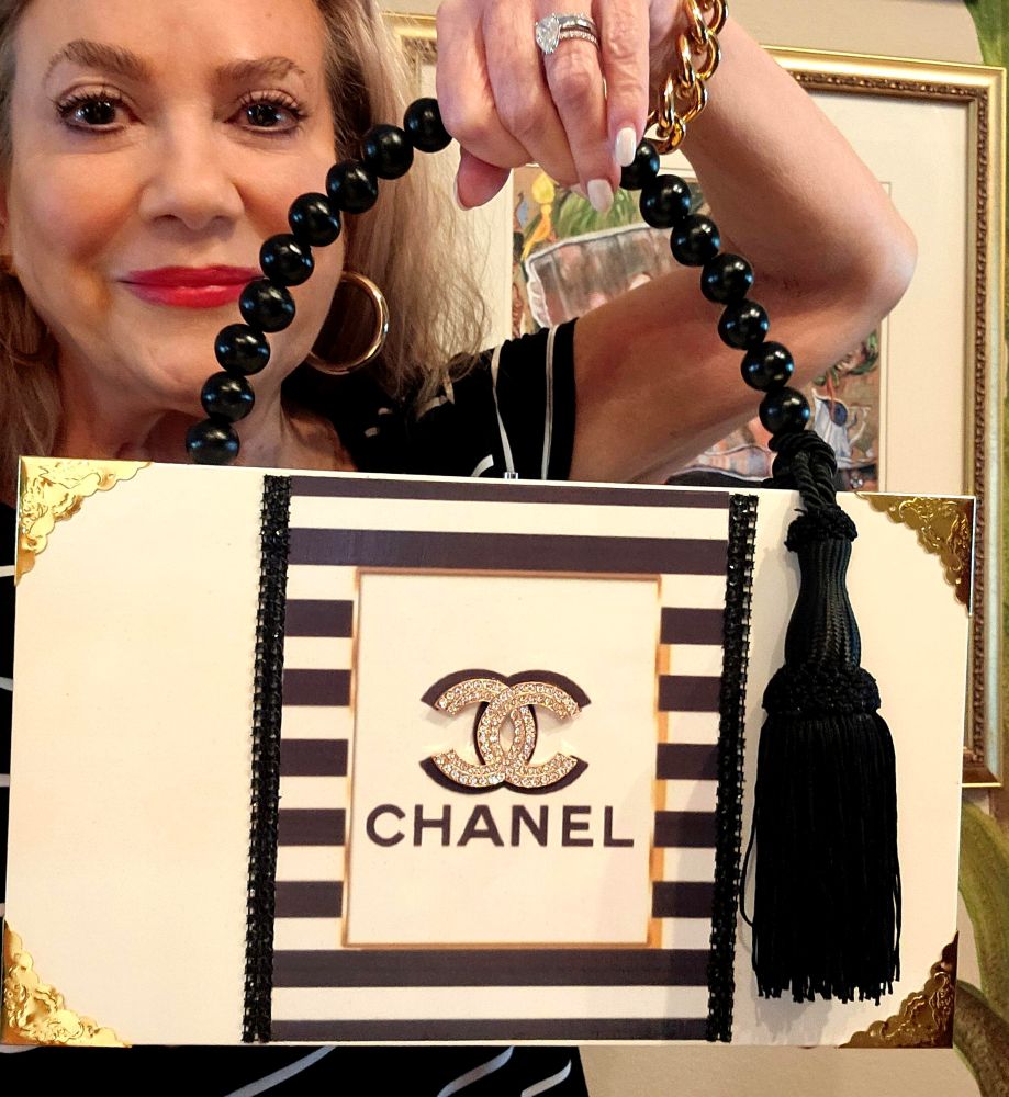 CC Brooch with Nautical Stripe Cigar Box Purse - Image 12