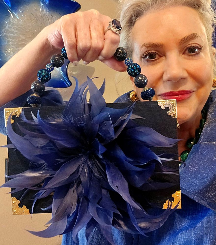 Blue Feather Plume Cigar Box Purse - Image 10