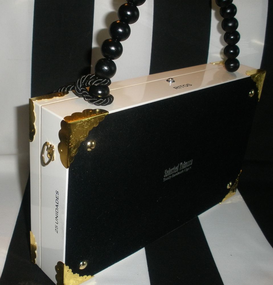 CC Brooch with Nautical Stripe Cigar Box Purse - Image 4