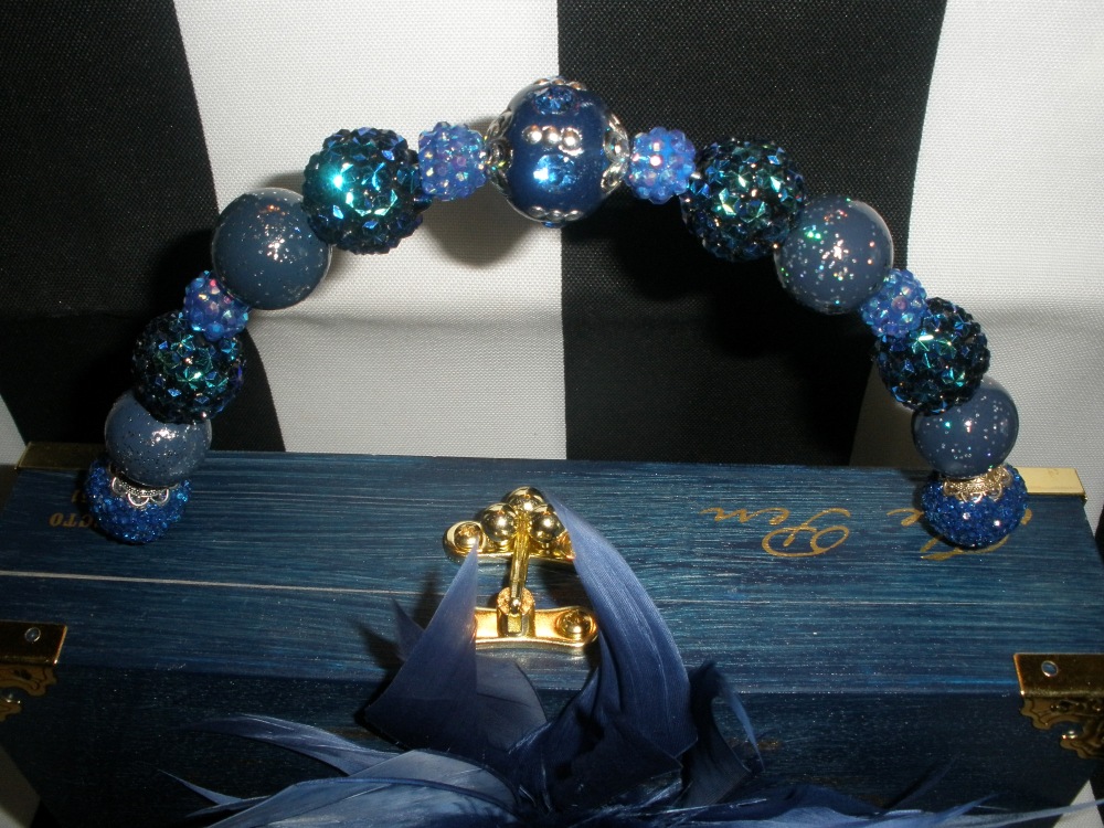 Blue Feather Plume Cigar Box Purse - Image 3