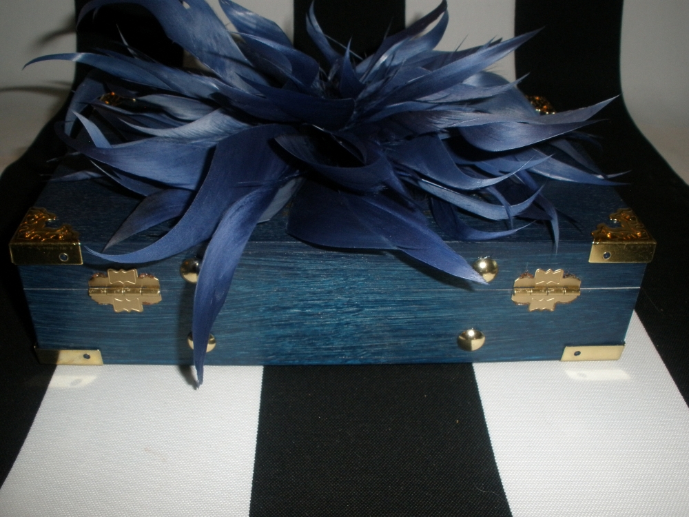 Blue Feather Plume Cigar Box Purse - Image 6