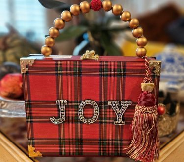 Christmas "JOY" Tartan Plaid Cigar Box Purse