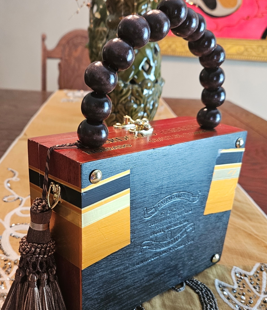Brown Tapestry Cigar Box Purse - Image 3