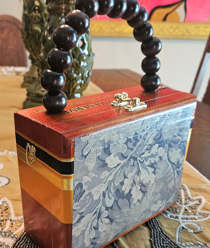 Brown Tapestry Cigar Box Purse - Image 4