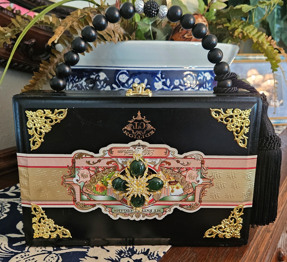 Green Maltese Cross on Black "My Father" Cigar Box Purse