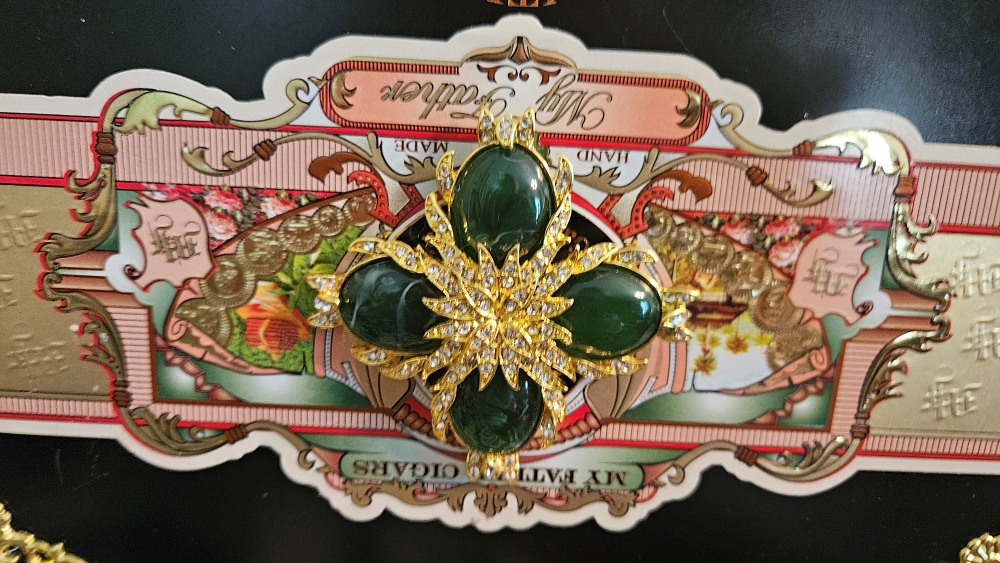Green Maltese Cross on Black "My Father" Cigar Box Purse - Image 3