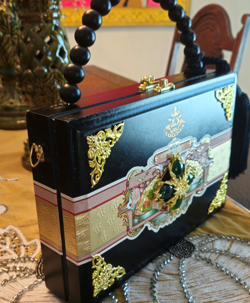 Green Maltese Cross on Black "My Father" Cigar Box Purse - Image 6
