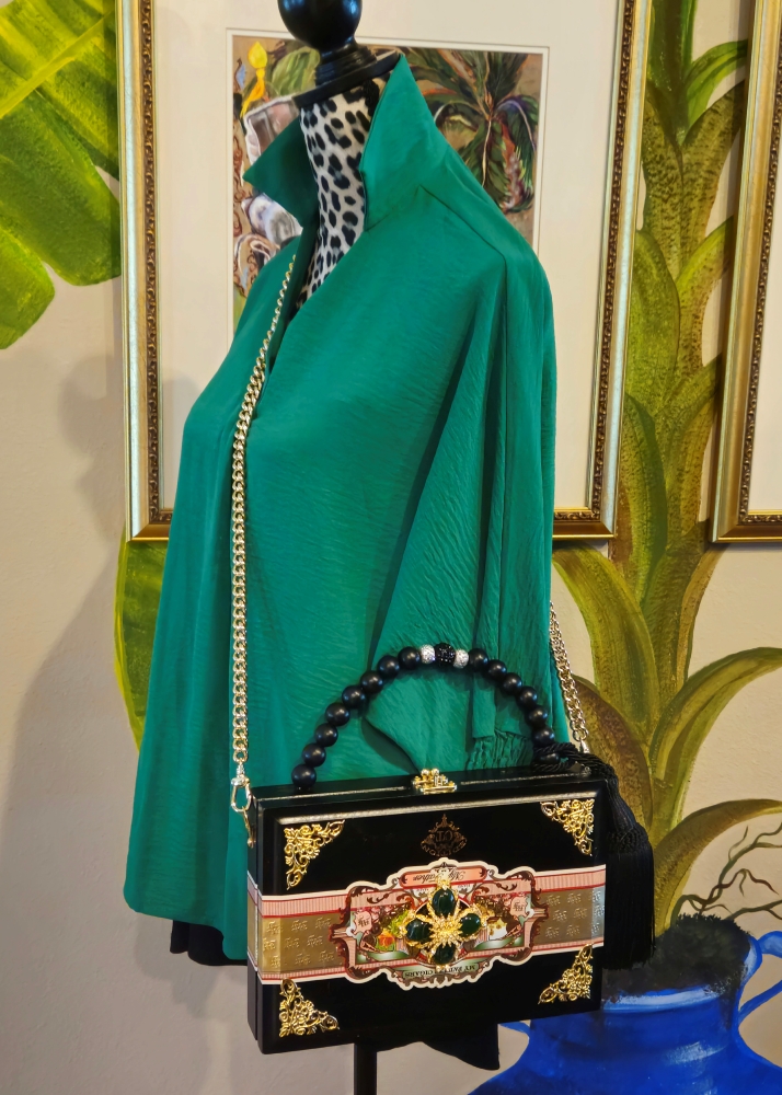 Green Maltese Cross on Black "My Father" Cigar Box Purse - Image 9