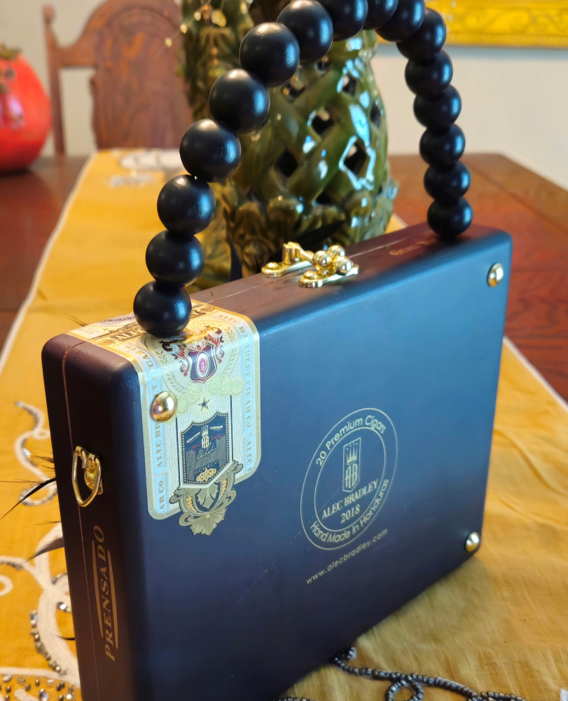 Black Feather Plume Cigar Box Purse - Image 4