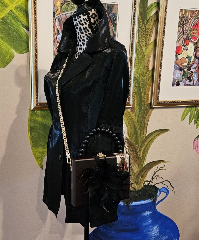 Black Feather Plume Cigar Box Purse - Image 7