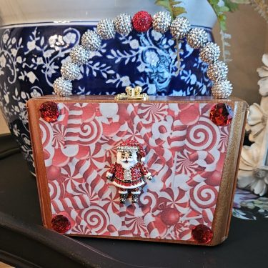 Candy Cane Santa Brooch Cigar Box Purse