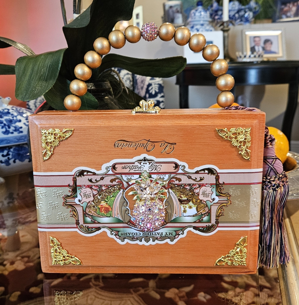 Pink Pineapple Cigar Box Purse