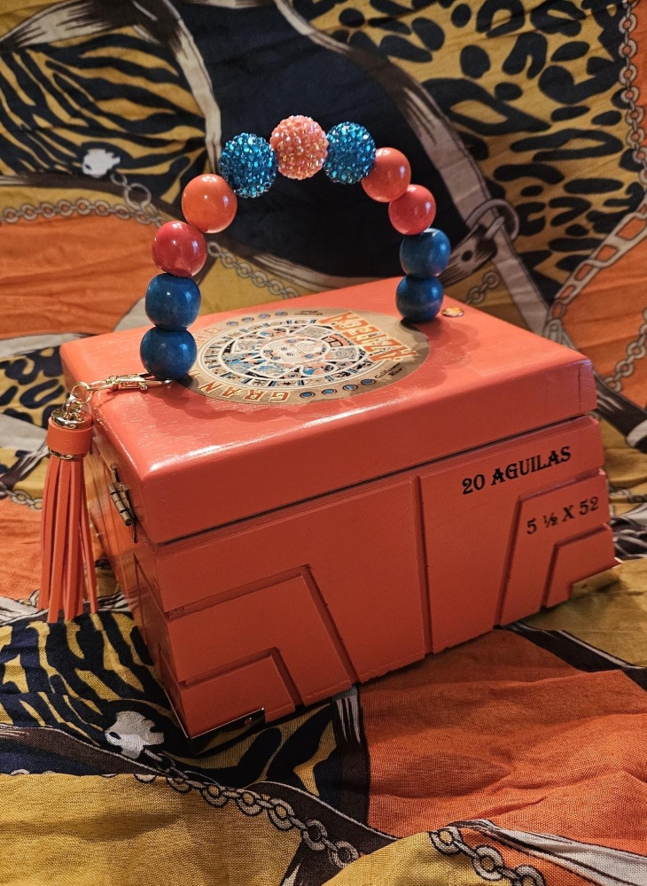 Orange Azteca Cigar Box Purse