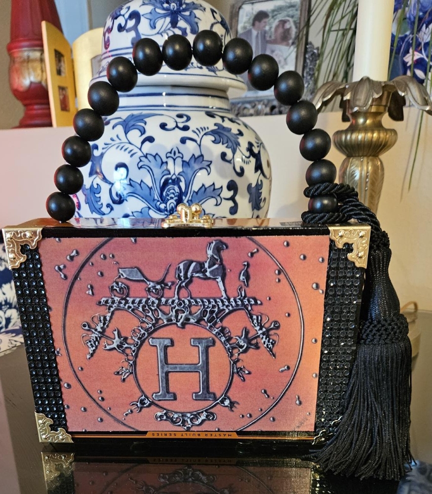 Burnt Orange Hermes Equestrian H Cigar Box Purse