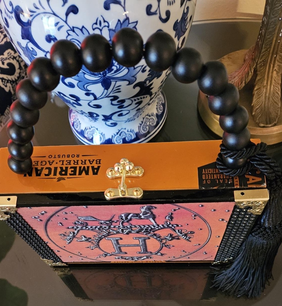 Burnt Orange Hermes Equestrian H Cigar Box Purse - Image 3