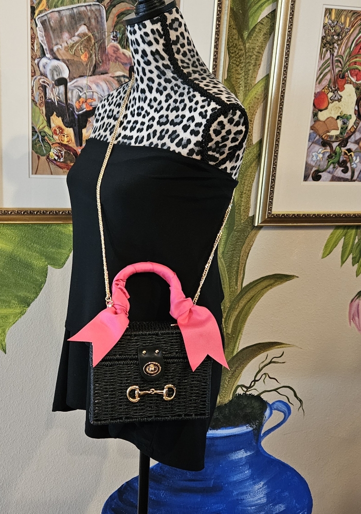 Equestrian Black Rattan with Horse Bit Purse - Image 8