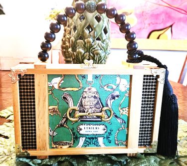 Green Equestrian Hermes Scarf Cigar Box Purse