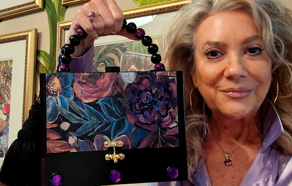 Purple Floral Bifold Cigar Box Purse - Image 2