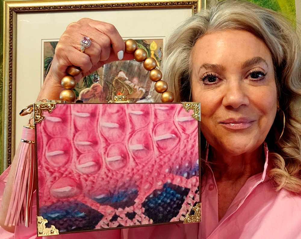 Pink Crocodile Cigar Box Purse - Image 2