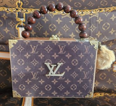LV Brooch on Monogram Mania Cigar Box Purse