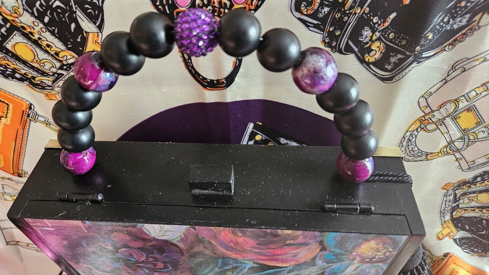 Purple Floral Bifold Cigar Box Purse - Image 4