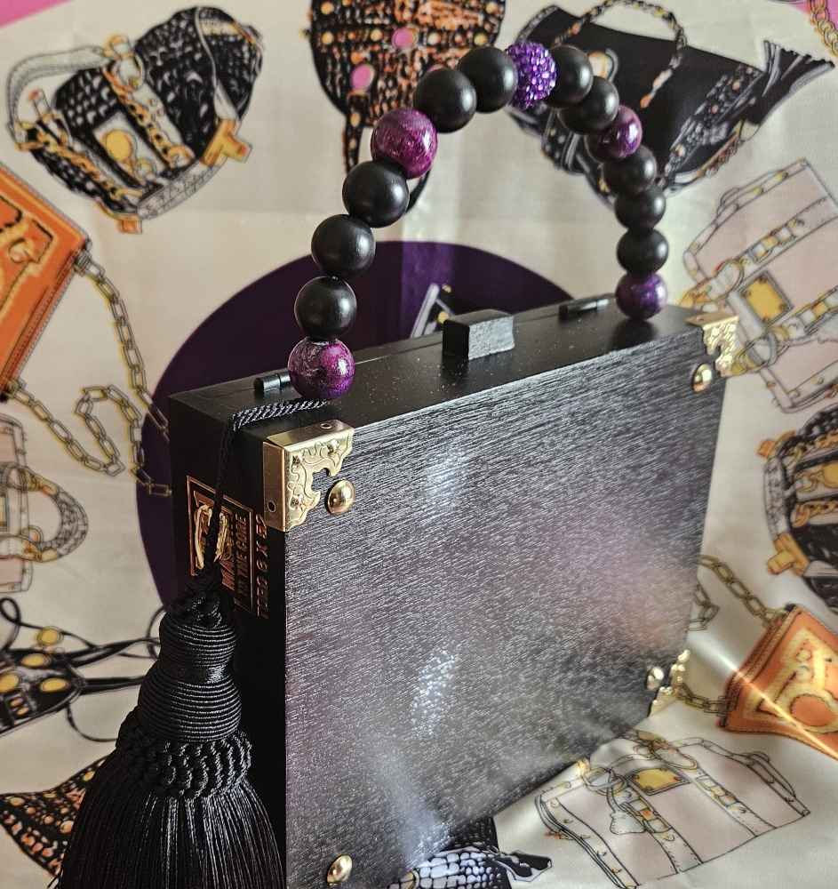 Purple Floral Bifold Cigar Box Purse - Image 5