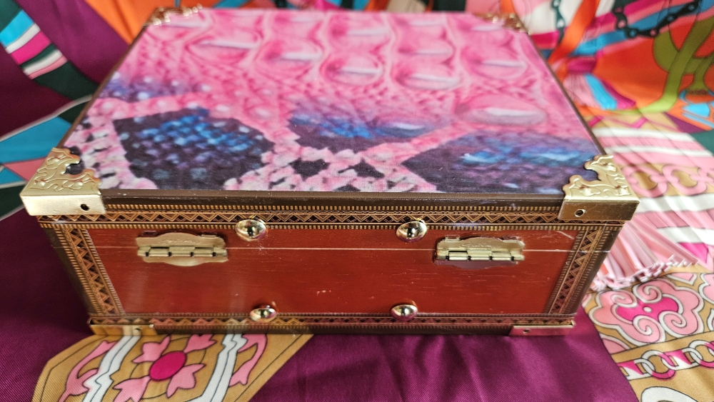 Pink Crocodile Cigar Box Purse - Image 7