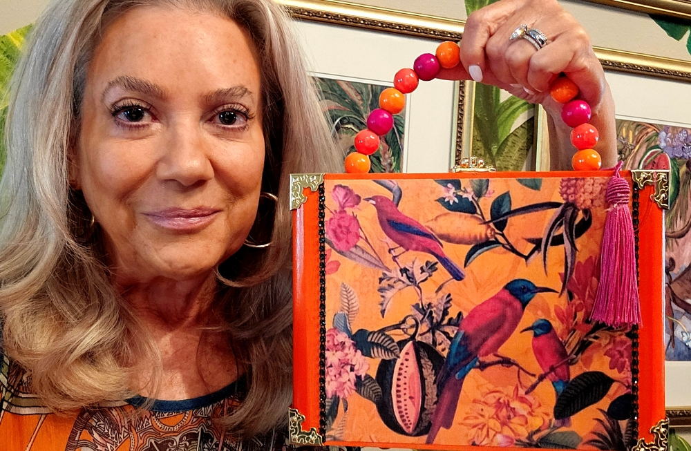 Orange Birds in Paradise Cigar Box Purse - Image 2