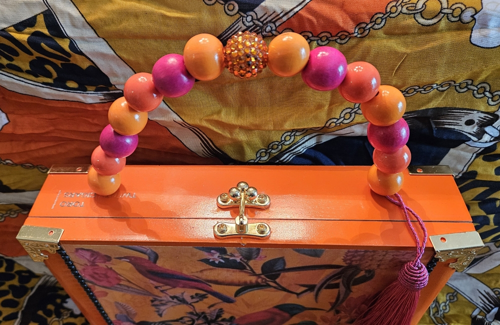 Orange Birds in Paradise Cigar Box Purse - Image 4