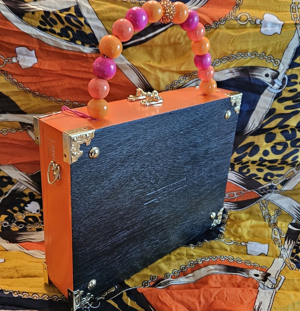Orange Birds in Paradise Cigar Box Purse - Image 5