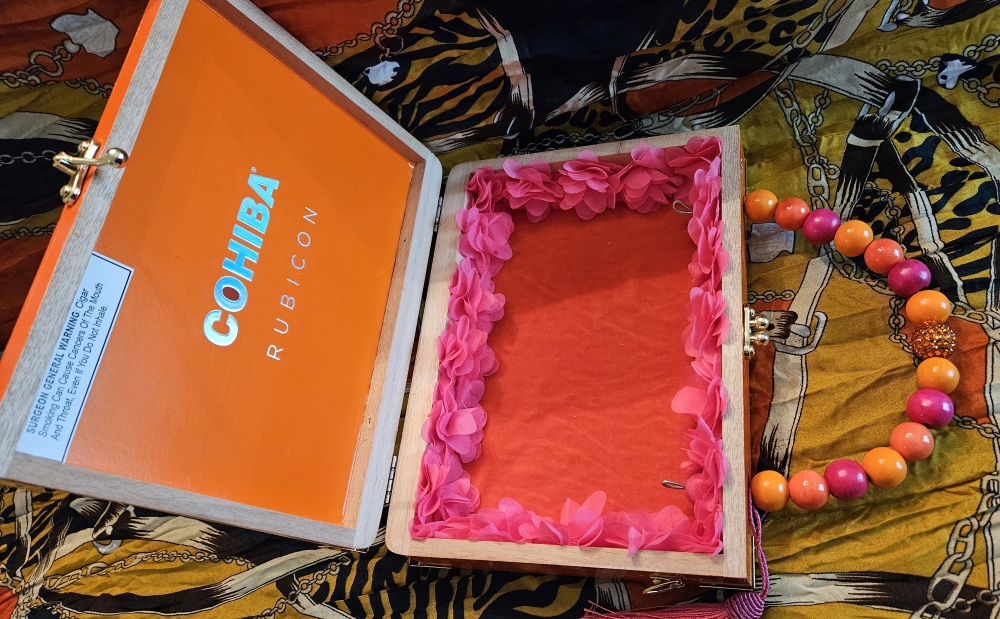 Orange Birds in Paradise Cigar Box Purse - Image 7