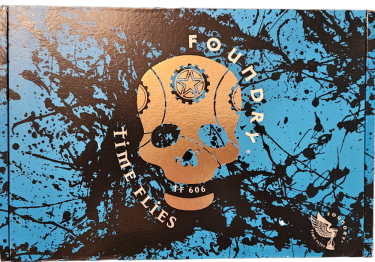 Custom Blue Time Flies Cigar Box Purse for Nicole