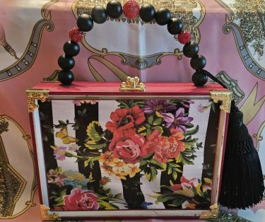 Floral on Black and White Cigar Box Purse