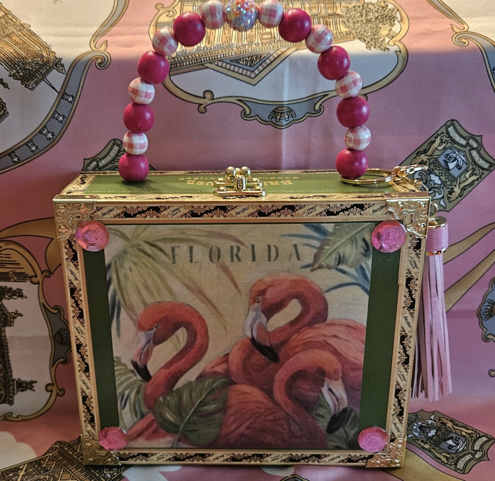 Flamingo Bling Cigar Box Purse