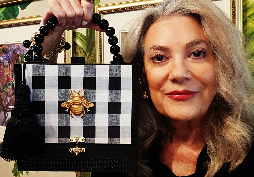 Golden Bee on Black Gingham Cigar Box Purse - Image 10