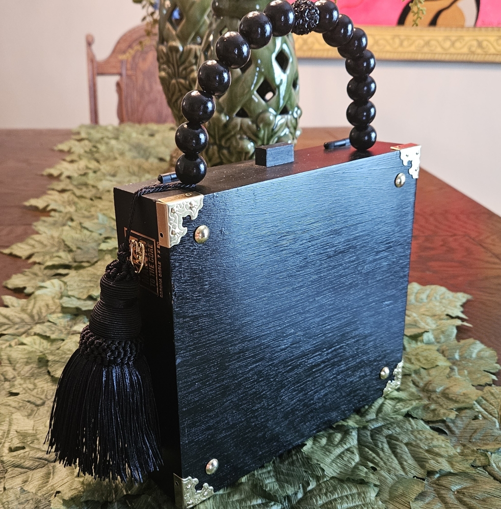 Golden Bee on Black Gingham Cigar Box Purse - Image 4