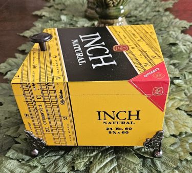 Inch Yellow Cigar **Man Box**, Watch Box, Stash Box, Dresser Valet, Desk Box, Groomsman Gift, Keepsake Box, Gun Box