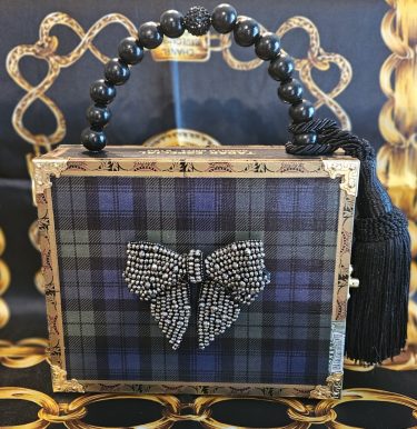 Christmas/Holiday Watch Plaid with Crystal Bow Cigar Box Purse