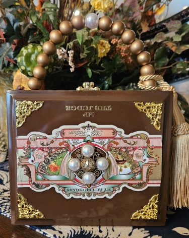 Celtic Pearl Cross Brooch Cigar Box Purse