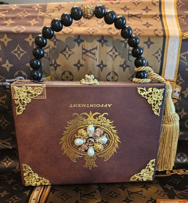 Pearl and Scarab Brooch Cigar Box Purse